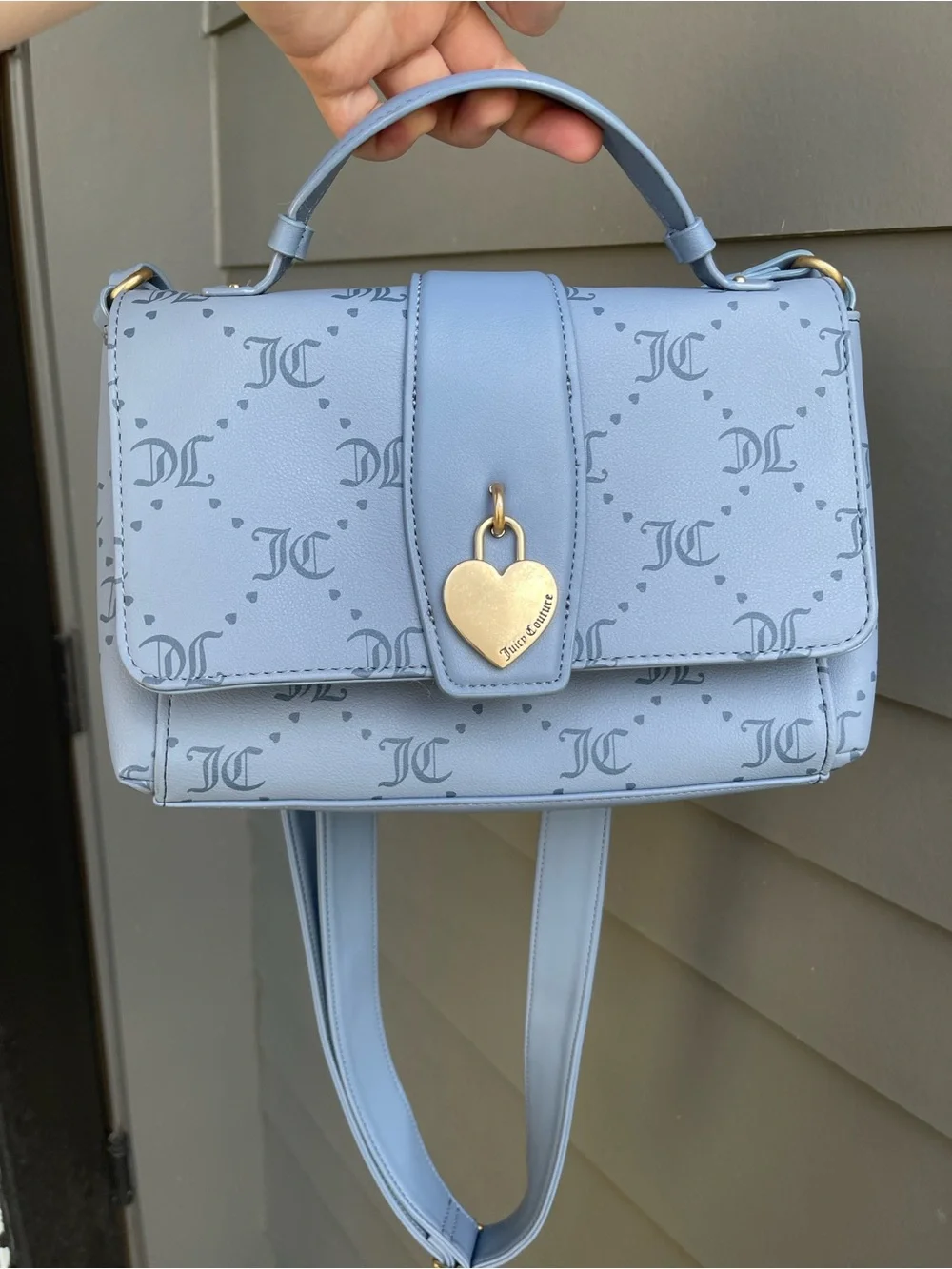 Juicy Couture Powder Blue Top-Handle Satchel with Heart Lock